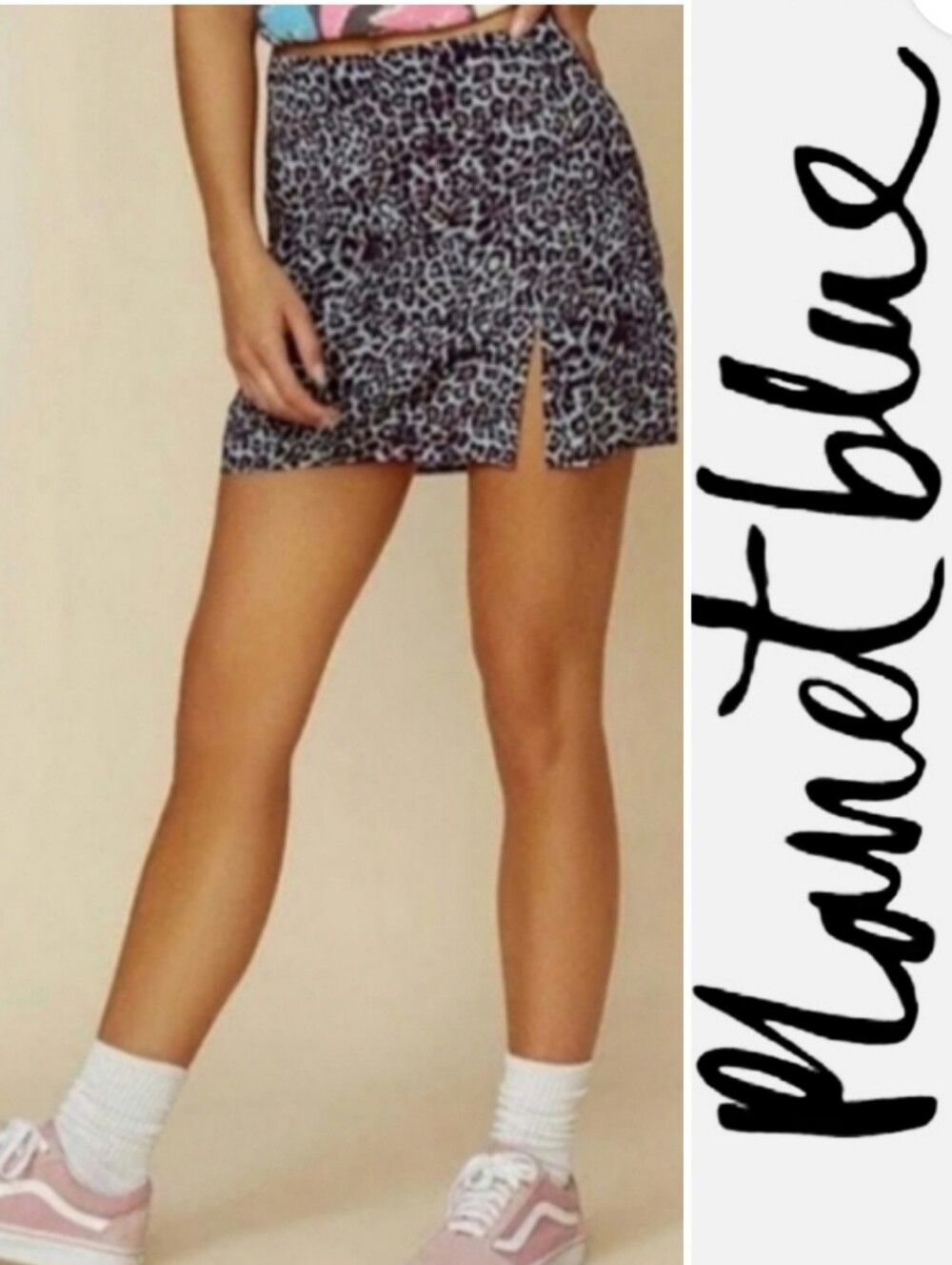 Planet Blue X Blue Life Luna Leopard Print Mini Skirt Black, Blue